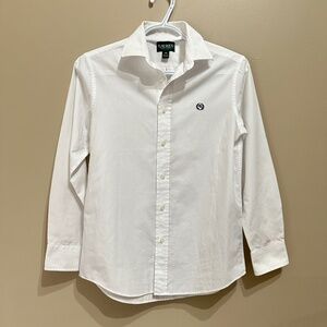 RALPH LAUREN White Classic Oxford Dress Shirt Button Up Youth Boys Size 14